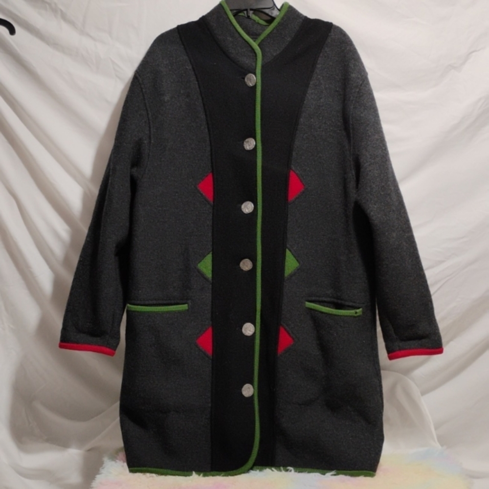 (X-61) SALE! Geiger Collections Womens Vintage Boiled Wool Car Coat